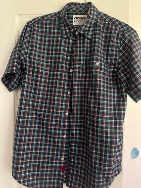 Mountain Khakis Navy, Teal & Red Plaid Short-Sleeve Button-Up Shirt